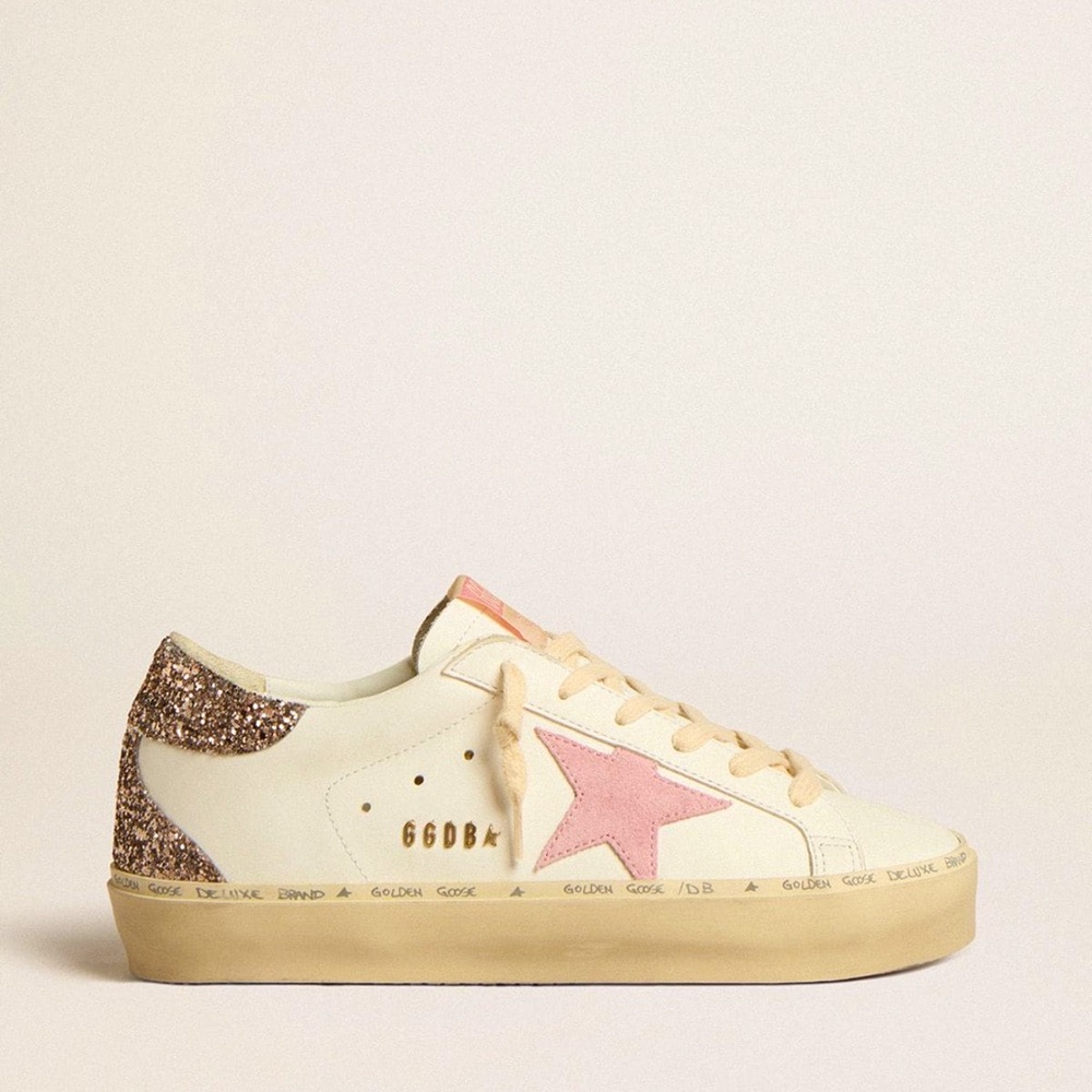 Golden Goose Hi Star Sneakers - White and Pink Glitter